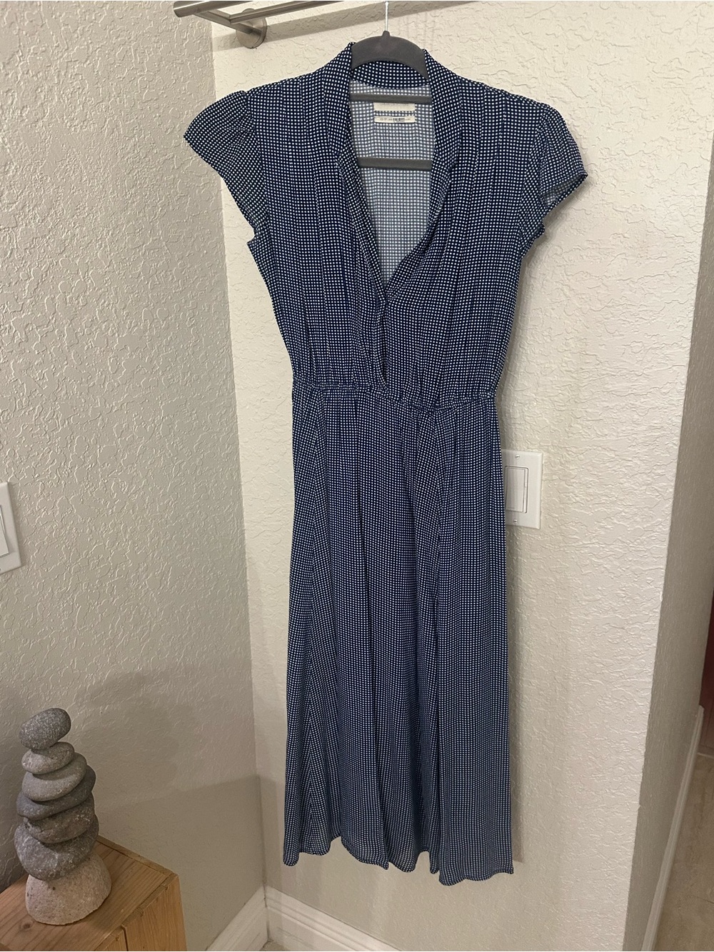 Urban Outfitters Navy Blue Polka Dot Midi Dress